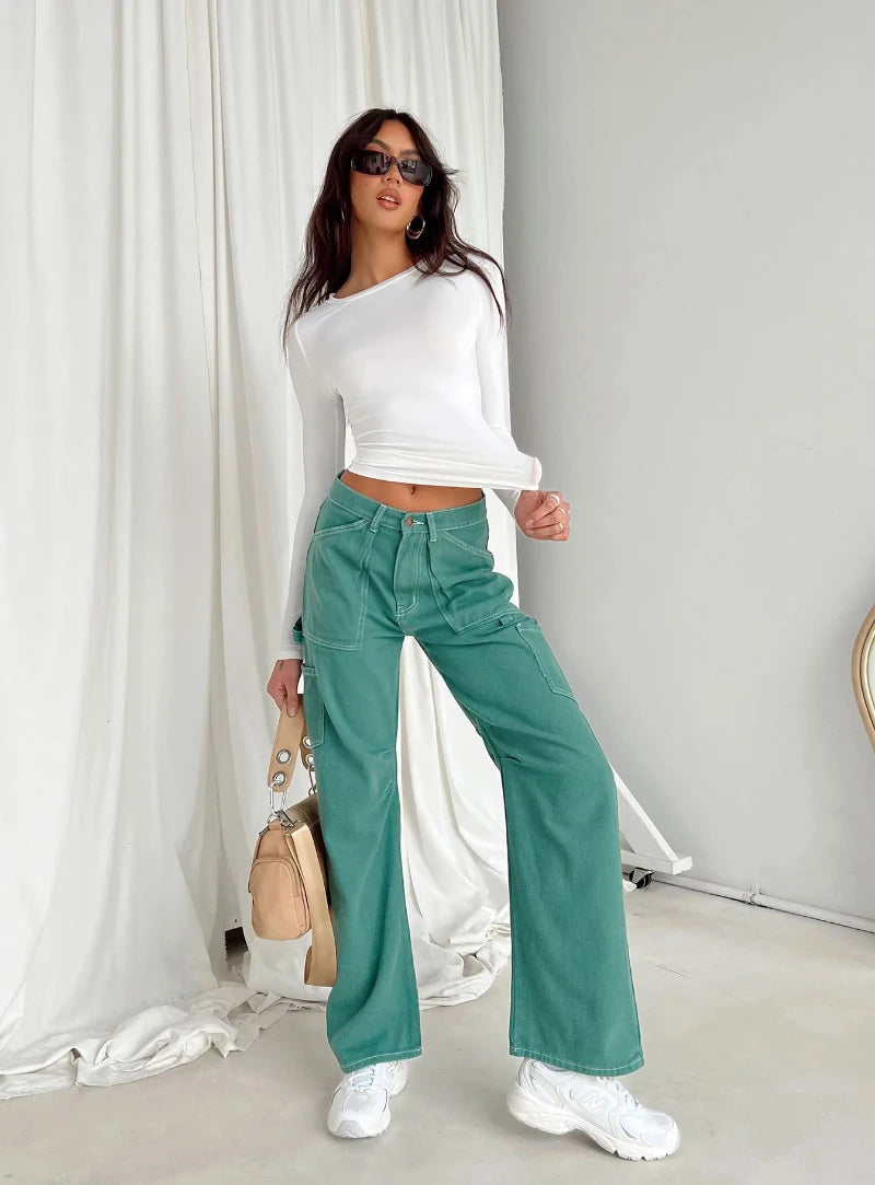 Women's Long Sleeve T-Shirt – Slim Fit, Solid Color Pullover, Basic Y2K Streetwear for Spring & Autumn