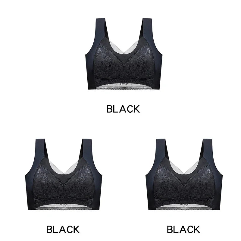 3PCS Women's Push Up Bralette – 5cm Lift, Plus Size Wireless Bras, Seamless Lace Tops, No Underwire, Sexy Comfort