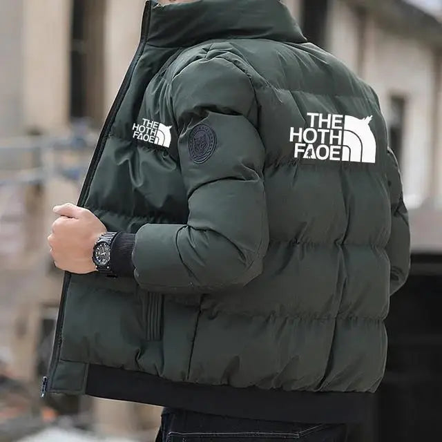 Men's Padded Cotton Jacket – Tiger Head Logo, Short, Thick, Casual Parkas, Winter Trend