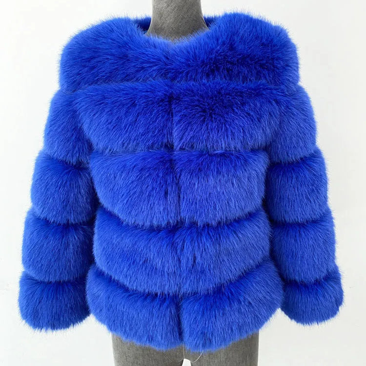 Elegant Faux Mink Fur Coat – Fluffy, Thick, Warm Winter Jacket for Women (S,M,L)