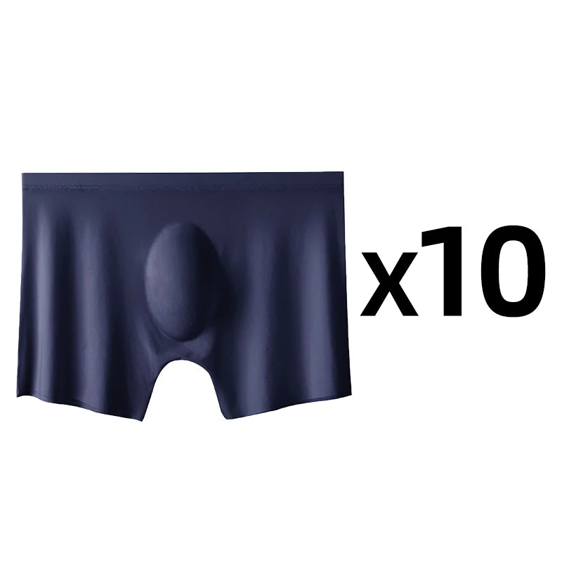Men's Ice Silk Boxers – 10 Pcs/Lot, Seamless, Ultra-Thin, Breathable, Summer Sexy Underwear Shorts