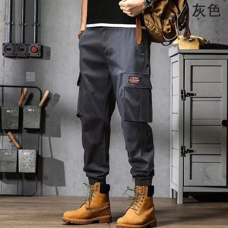 Trendy Solid Color Cargo Pants – Multi Flap Pockets, Loose Fit, Casual Outdoor and Workwear, Oversized Style