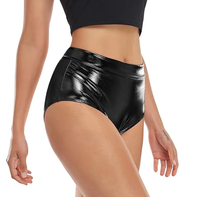 Shiny PU Leather Shorts – Sexy, Nightclub Style, Slim Fit, Elastic Waist, Plus Size, Comfortable, Soft, Hot Pants