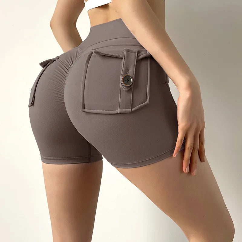 Women Sport Shorts – Pocket Design, Gym Wear, Sexy High Waist, Workout, Push Up, Booty Scrunch, Biker Shorts, Fitness, Cycling Tights