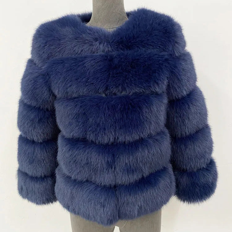 Elegant Faux Mink Fur Coat – Fluffy, Thick, Warm Winter Jacket for Women (S,M,L)
