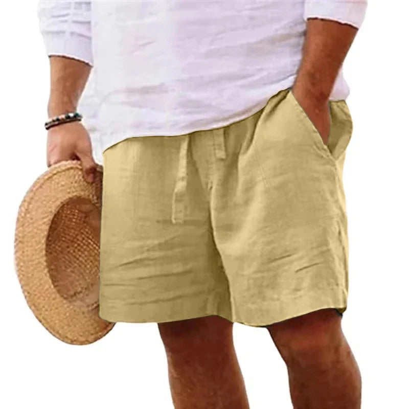 Men's Cotton Solid Color Shorts – Lightweight, Gym Pants, Linen Beach Shorts, Jogging Sport, Large Size for Men