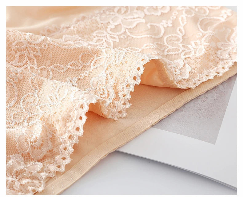 3PCS High Waist Women's Panties – Large Size, Breathable Cow Milk Silk, Lace Briefs, Sexy Female Lingerie