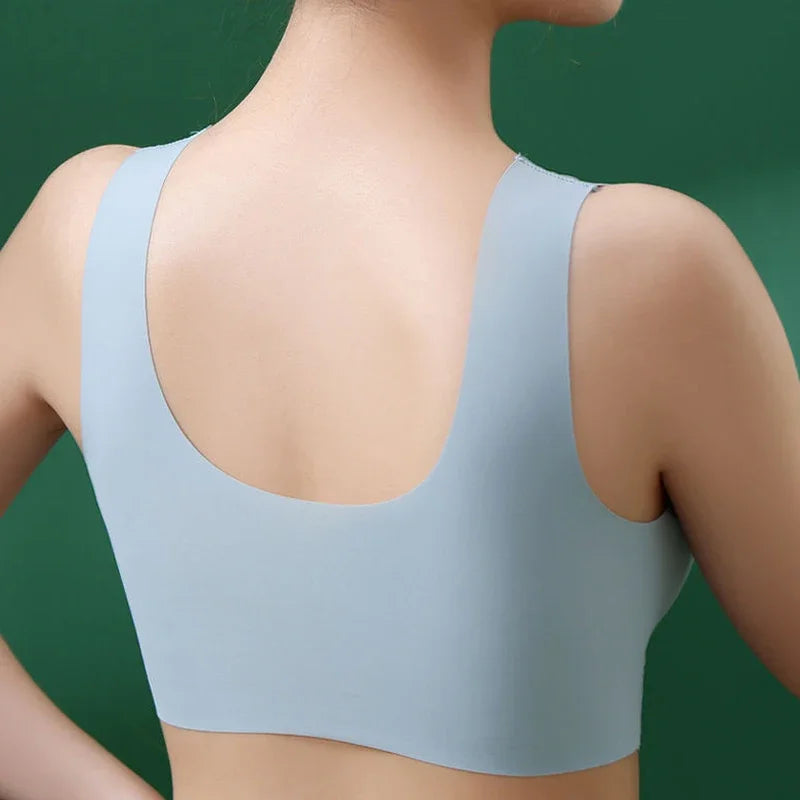3PCS Ice Silk Seamless Sport Bra – Gathered, Anti-Sagging, No Steel Ring, Comfortable Large Size, Sexy Vest Bralette