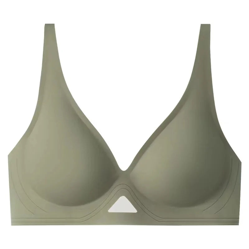 Deep V Seamless Push-Up Bra – Wireless, Thin Padded, U-Back, Invisible Underwear, Sexy Lingerie Bralette