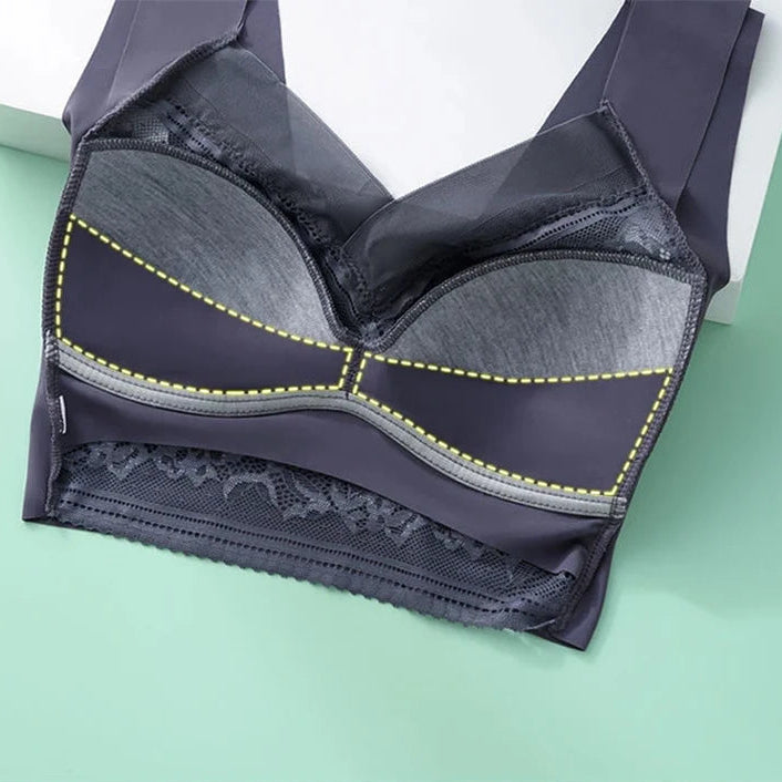 Women Large Bra – Push Up Ice Silk Seamless Bralette, Lace Wireless Summer Bra, Plus Size Top Lingerie Underwear