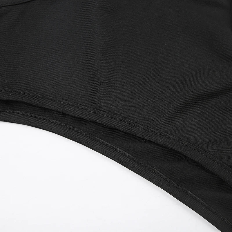 Black Hollow Out Bodysuit – Rave Clubwear, Backless, Sexy Streetwear Jumpsuit