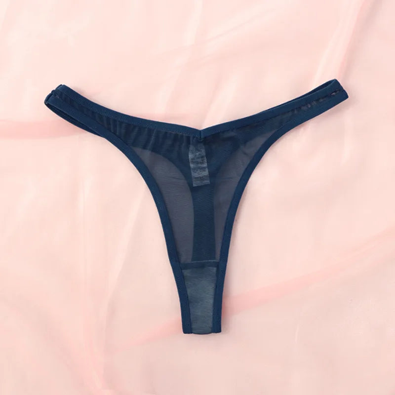 Seamless Tiny Thong Panties – Sexy Translucent Mesh, Soft T-Back, Tangas Lingerie for Women