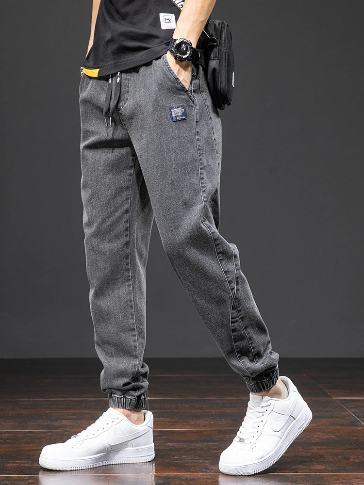 Cargo Jeans Men – Streetwear Denim Jogger Pants, Baggy Harem Style, Plus Size, Ideal for Spring and Summer