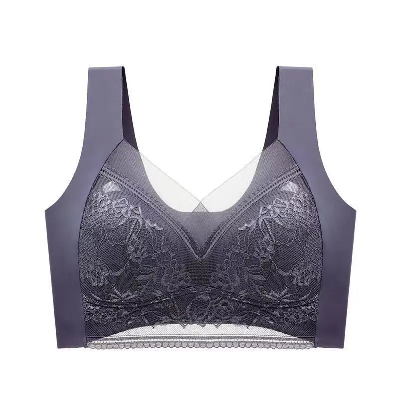 Women's Lace Bra – Perspective Bralette, Push Up Ice Silk Deep V Bra, Sexy Lingerie Tops, Plus Size Cup
