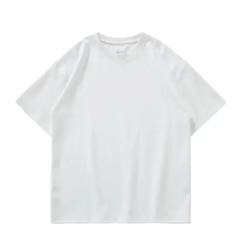 Heavy-Duty Cotton T-Shirt – Thickened, Threaded Round Neck, Short Sleeves, Three-Needle Stitching