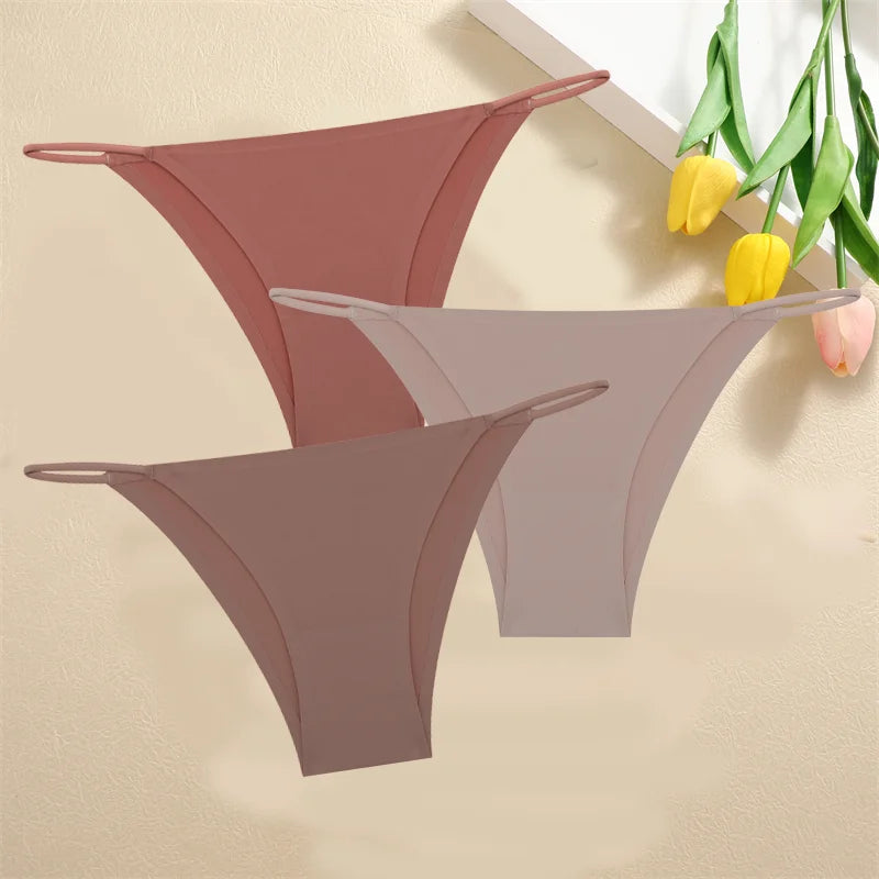 3PCS Seamless Panties – Women Low Waist Briefs, Sexy Stretch Bikini Underwear, Ladies Comfortable Stretch G-string T-back