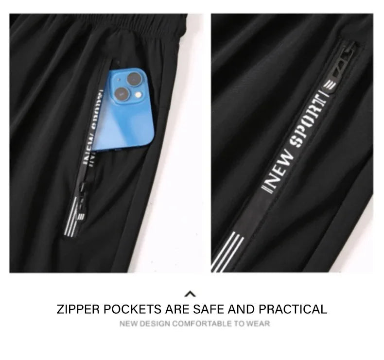 Ice Silk Pants for Men – Summer Thin Style, Sports Quick-Dry, Straight Leg, Draping Wide Leg Casual Long Pants