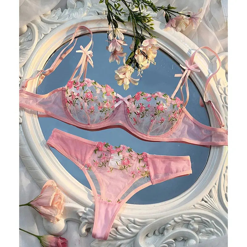 Round Up Night Sexy Lingerie Set – Women's 2-Piece Floral Embroidery, Erotic Underwear, Seductive Lenceria
