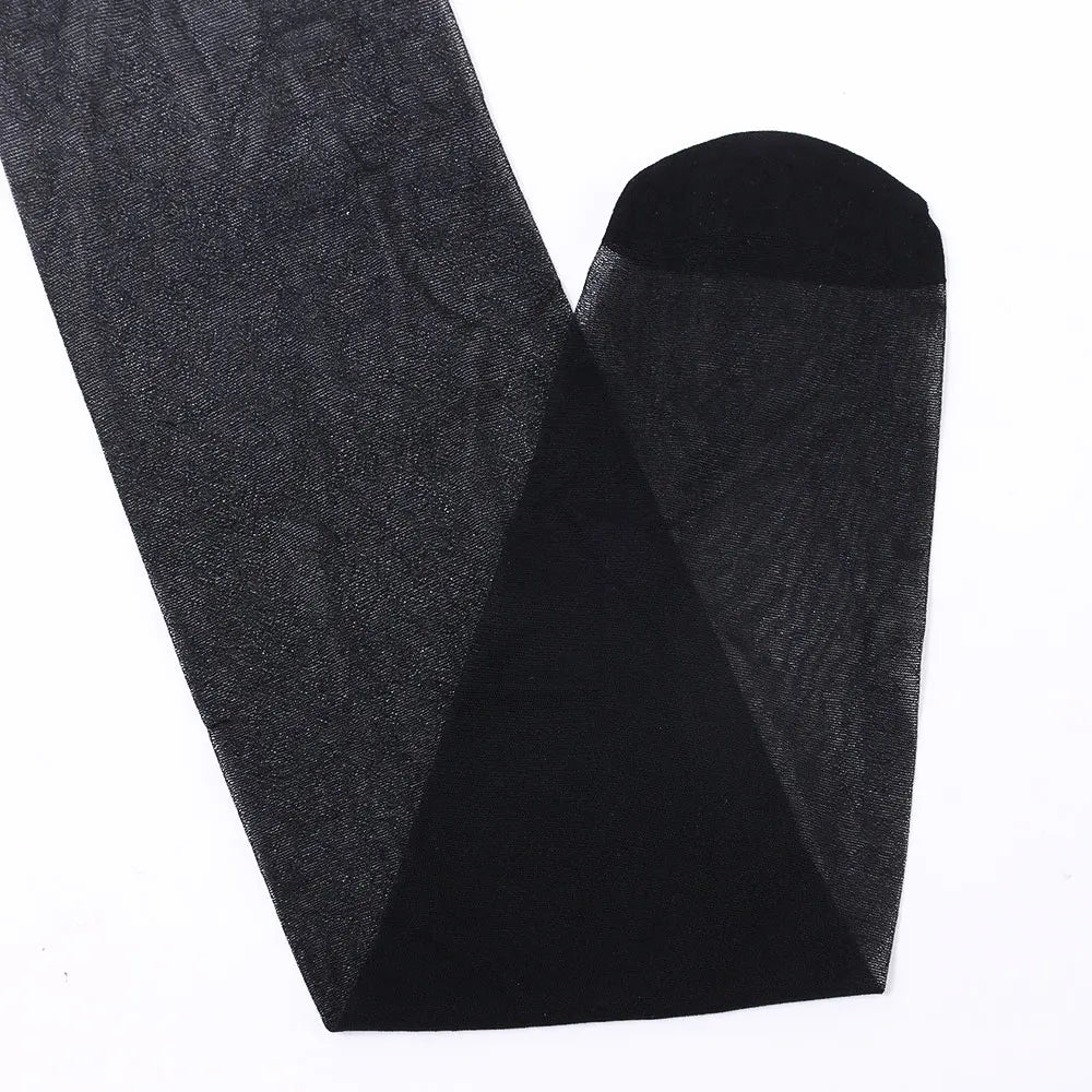 Summer Ultrathin Women's Silk Socks – Black, translucent, and stylish, with a medium calf sleeve