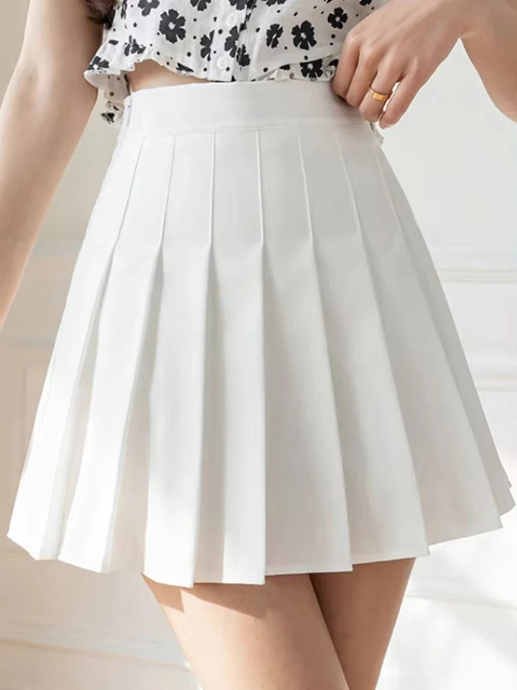 Women's Pleated Mini Skirt – High Waist, Zipper, Summer, JK Dancing Style, Fashion Student A-Line