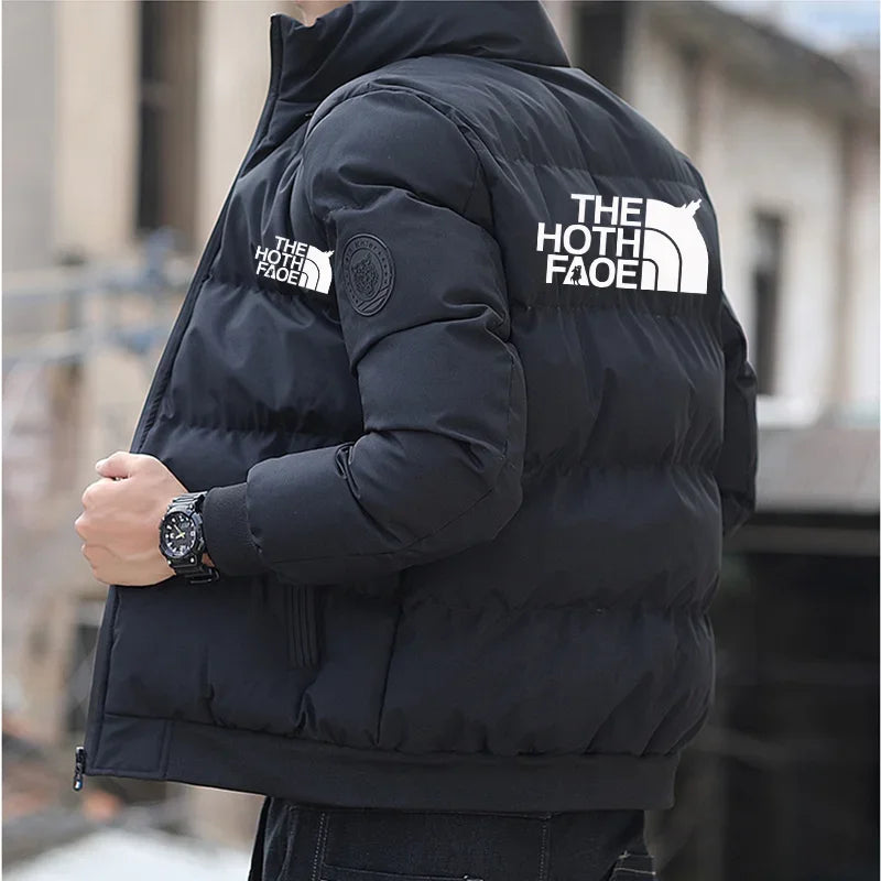 Men's Padded Cotton Jacket – Tiger Head Logo, Short, Thick, Casual Parkas, Winter Trend