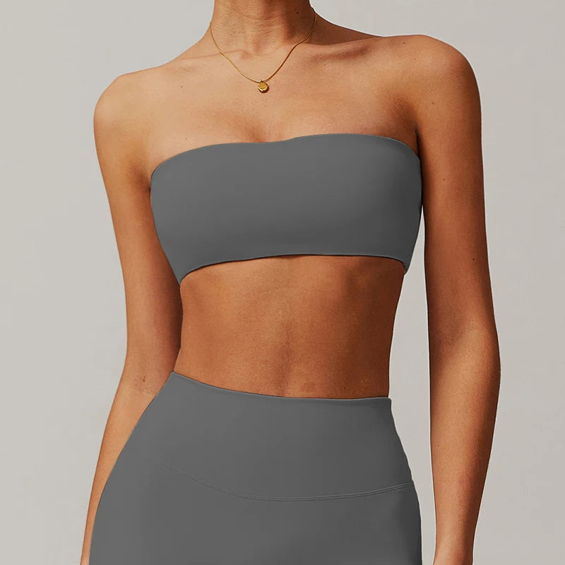 Strapless Sports Bra – Gym Top for Women, Quick-Drying Yoga Clothes, Tube Top Fitness Chest Wrap, Workout Bra