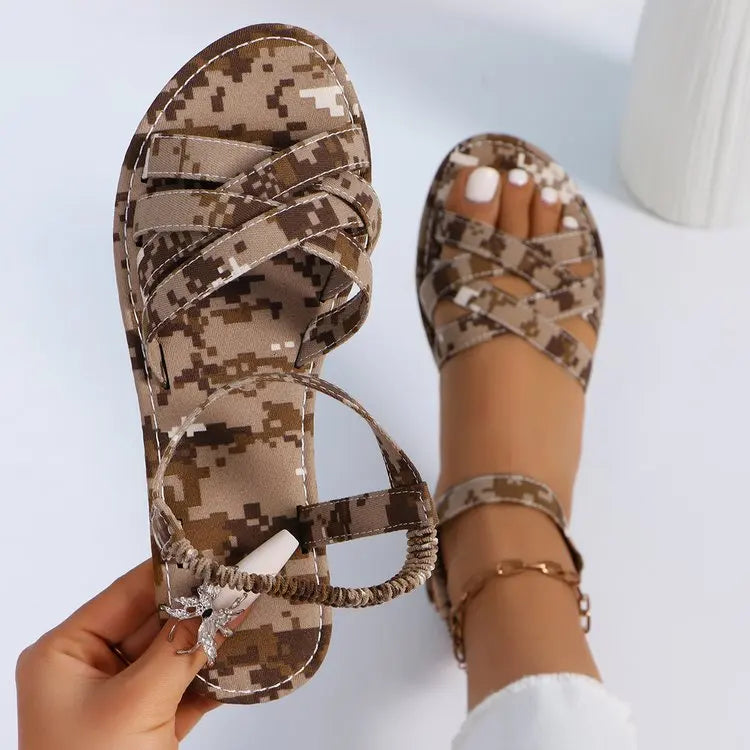 Chic Spring Essential - Women's Lightweight Flat Sandals with Easy-Fit Elastic Band, Perfect for All-Day Comfort and Style