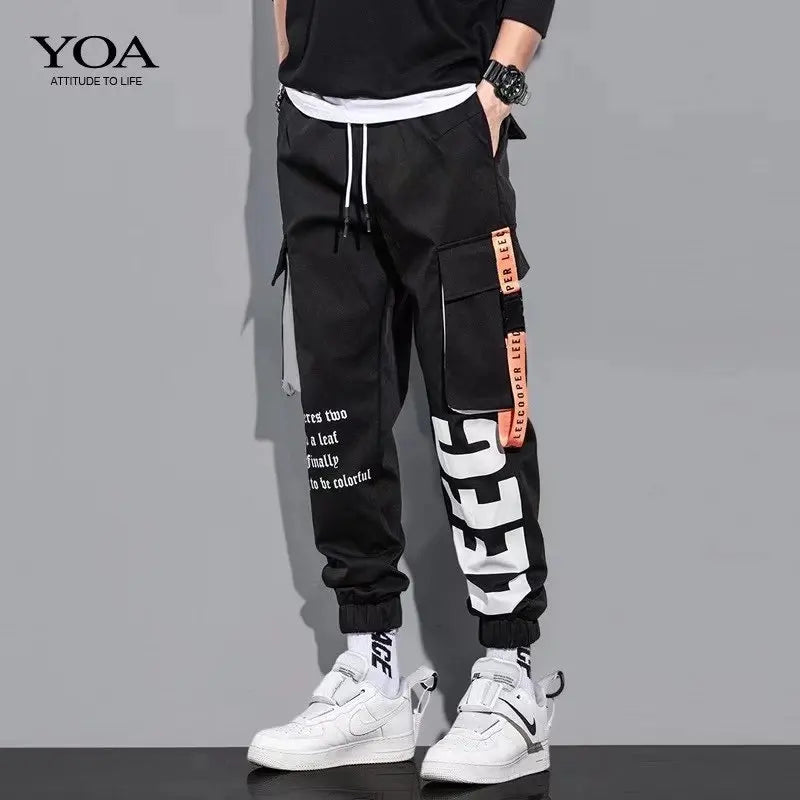 Classic Design Multi Flap Pockets Cargo Pants – Men's Loose Fit, Drawstring Harem, Oversized Jogger Pants for Men and Women