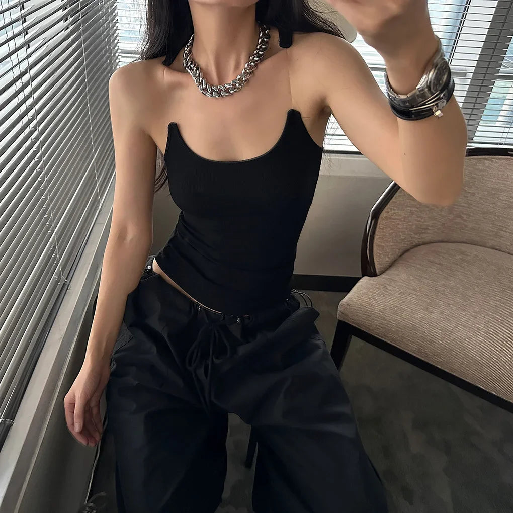 Women’s Ypro Ribbed Tank Top – Invisible Straps, Camisole Style, Slim Fit, Casual Tee
