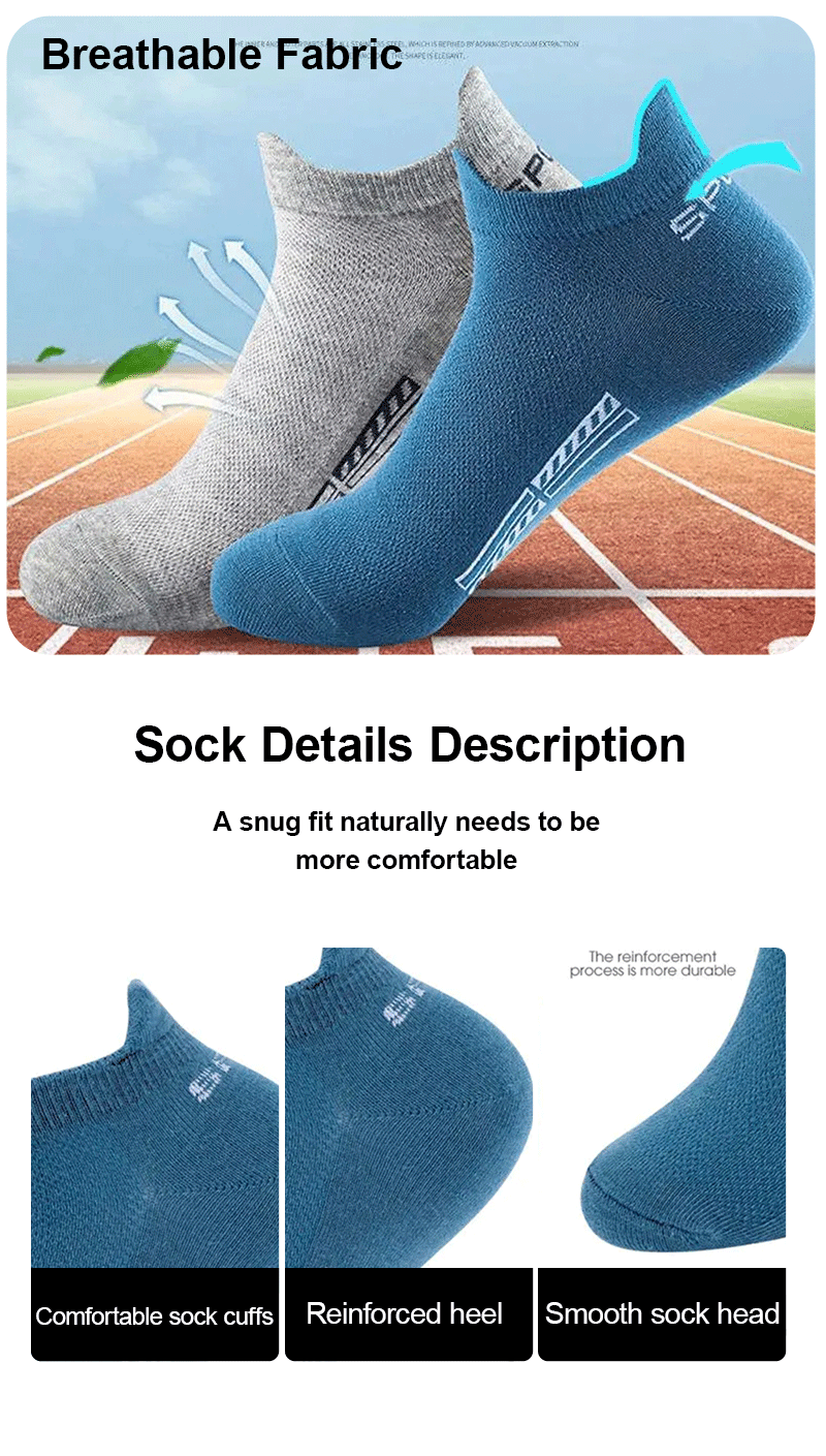10 Pairs Men's Socks – High Quality, Women's Low Cut Round Neck, Ankle Socks, Sports Mesh, Breathable, Summer Autumn Boat Socks