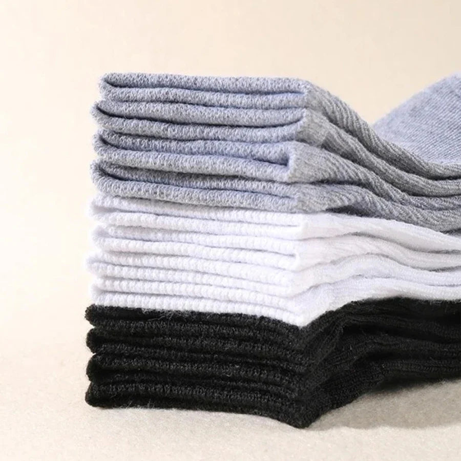 10 Pairs Men's Socks – Spring/Summer, Thin, Breathable, Soft Polyester Cotton, Black, Casual Business, Ankle Socks, Boat Socks