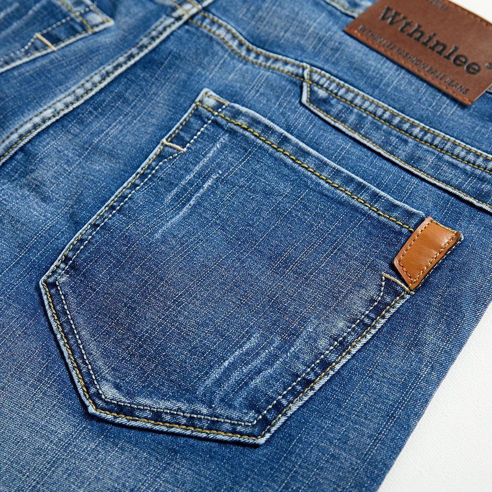 Men's Shorts Jeans – Denim Stretch Pants, Dark Blue, Fashion Design, Slim Straight Fit, Summer Shorts for Men