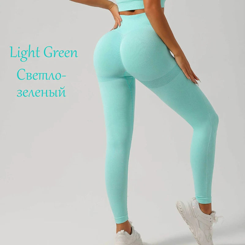 Seamless Leggings Fitness – High Waist, Elastic, Solid Color, Yoga Pants, Gym, Jogging, Tummy Control, Running Tights