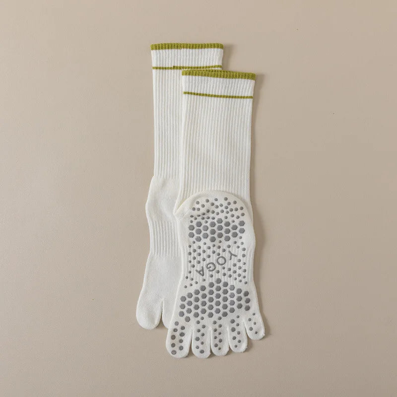 Five Toe Silicone Non-Slip Yoga Socks – Soft, Breathable, Ballet Dance, Fitness, Sports, Anti-Slip Pilates Socks for Ladies