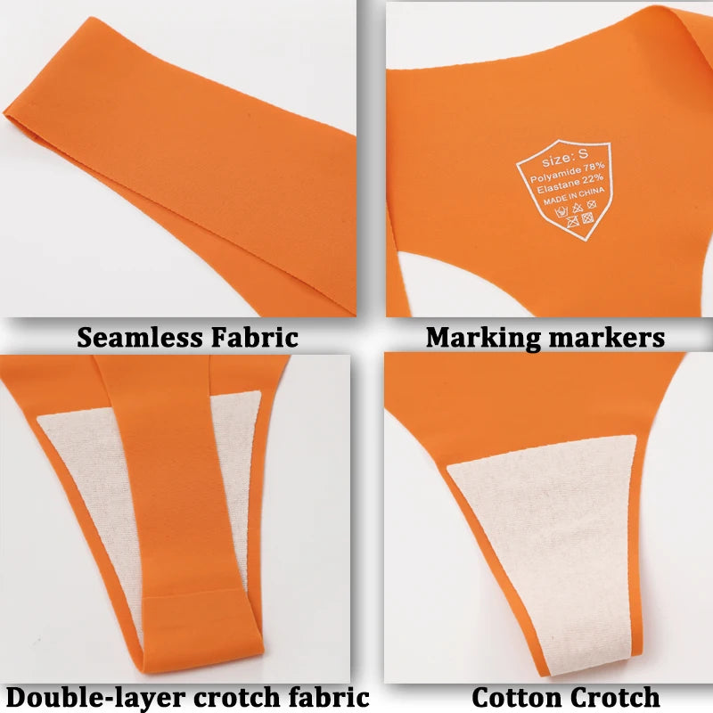 4PCS Women's Seamless Ice Silk Thongs – Sexy, Low Waist, Ultra-Thin, Breathable, T-Back Underwear, No Trace Lingerie