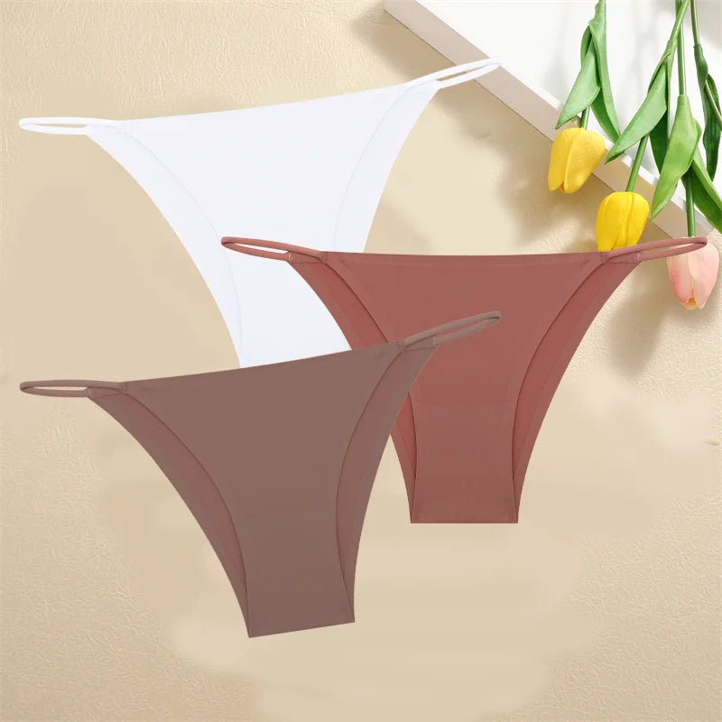 3PCS Seamless Panties – Women Low Waist Briefs, Sexy Stretch Bikini Underwear, Ladies Comfortable Stretch G-string T-back