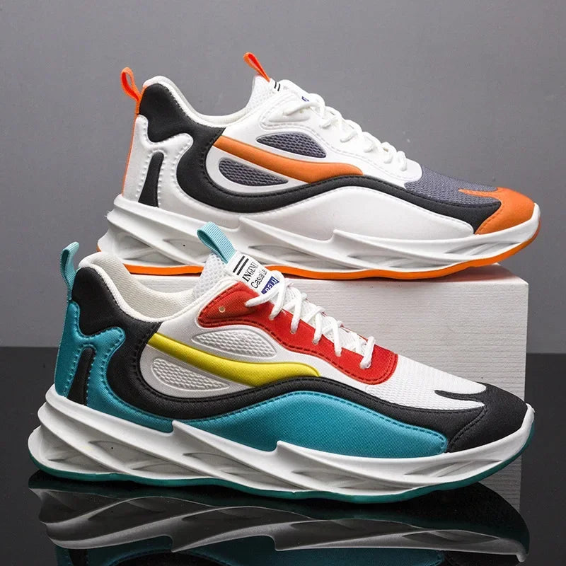 Trendy Men's Sports Shoes – Cushion Running Sneakers, Outdoor Leisure, Walking, Jogging Trainers, Soft Sole, Breathable Footwear