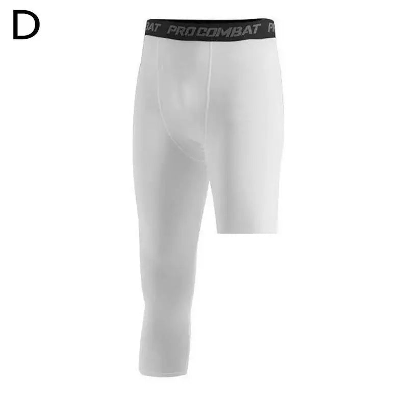 One Leg Leggings Men – Base Layer Compression Exercise Trousers for Running, Tight Sport Cropped, Basketball, Yoga, Fitness Pants