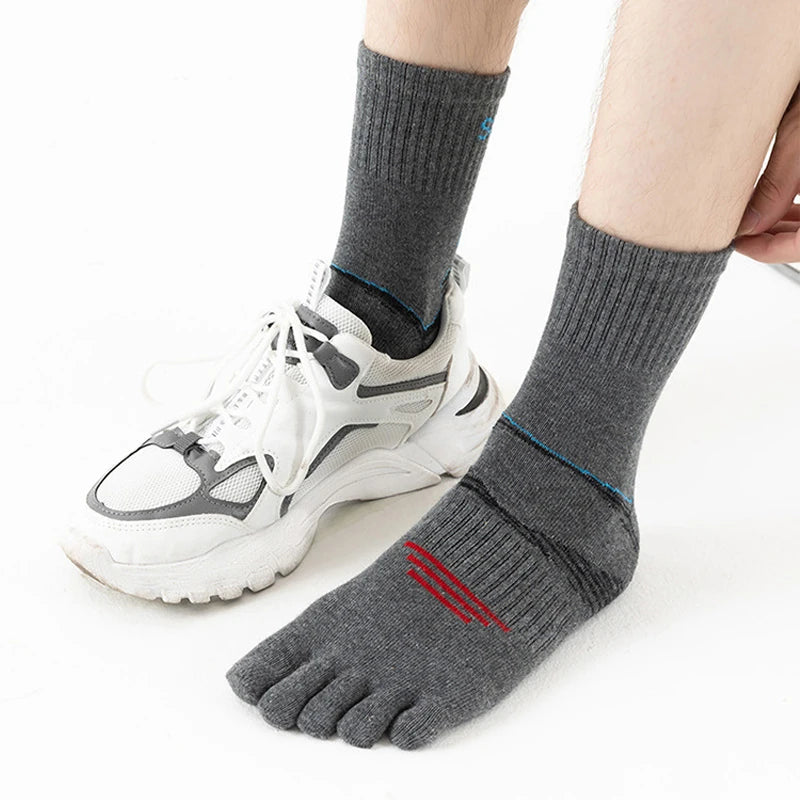 5 Pairs Men's Short Toe Socks – Sport Compression, Cotton, Sweat-Absorbing, Ideal for Badminton, Tennis, Running, Basketball, and Travel