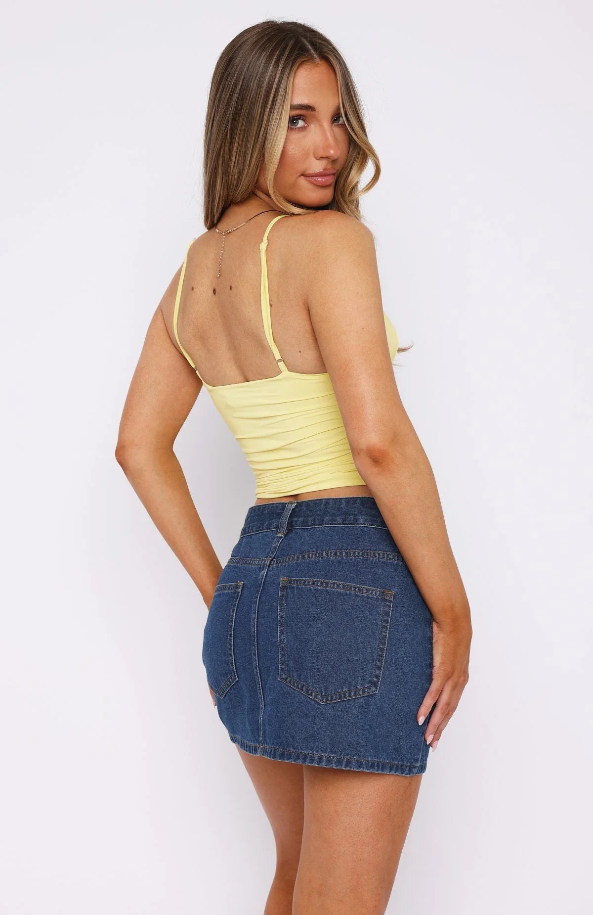 Sleeveless Ruched Bodycon Camisole – Solid Color, Sexy, Party, Clubwear, Streetwear, Autumn/Winter, Y2K Style