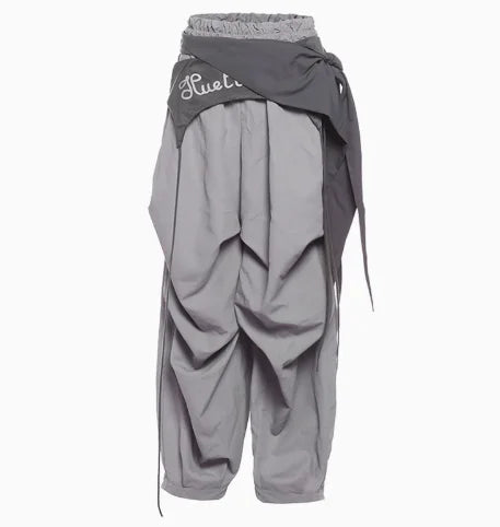 Fashion Contrast Color Patchwork Trousers – Elastic High Waist, Loose Fit, Wide Leg, Streetwear, Cargo Pants, New Arrival