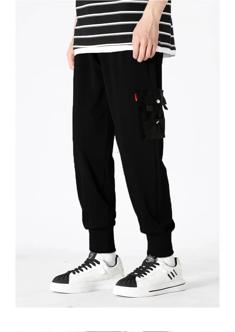 Classic Design Multi Flap Pockets Cargo Pants – Men's Loose Fit, Drawstring Harem, Oversized Jogger Pants for Men and Women