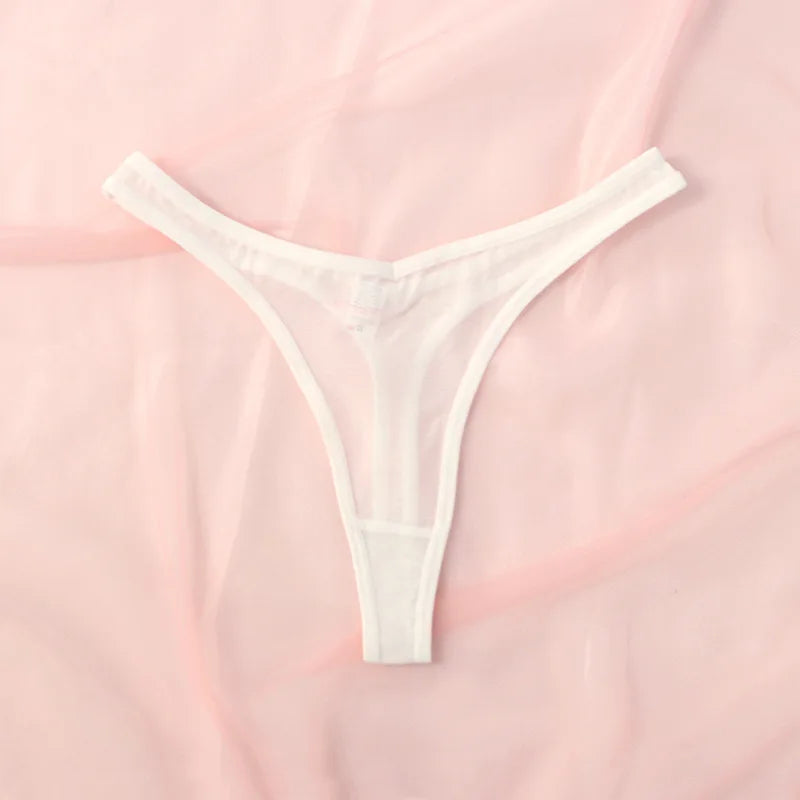 Seamless Tiny Thong Panties – Sexy Translucent Mesh, Soft T-Back, Tangas Lingerie for Women