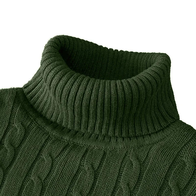 Men's Long Sleeve Knitted Sweaters – Slim Fit Turtleneck, Casual Pullover, Lightweight Ribbed Sweater