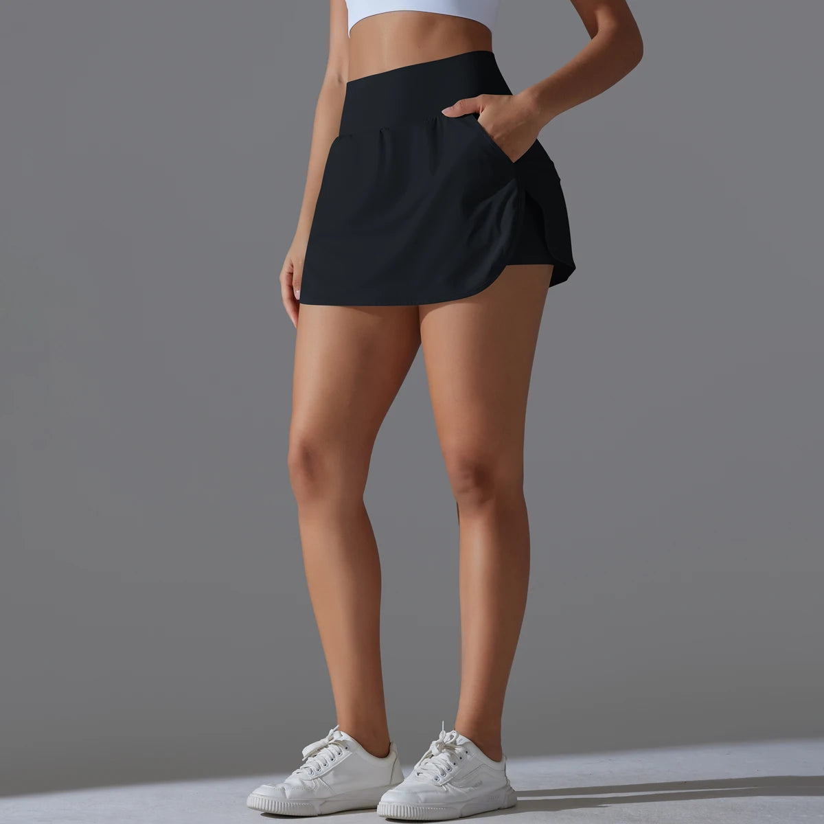Women Gym Running Shorts – Double Deck, Quick Dry, Sporty, Fitness, Jogging, Workout, With Pocket, Tight Fit