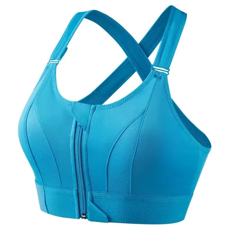 Sports Bra for Women – Front Zipper, Adjustable Straps, Shockproof, Elastic, Slim Fit