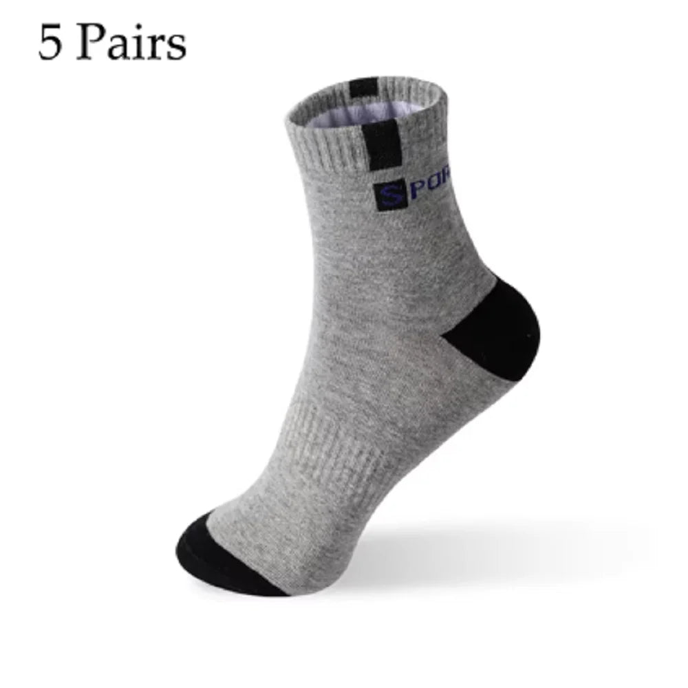 5 Pairs Men’s Bamboo Fiber Socks – Autumn Winter, Breathable Cotton, Sports, Deodorant, Business Socks