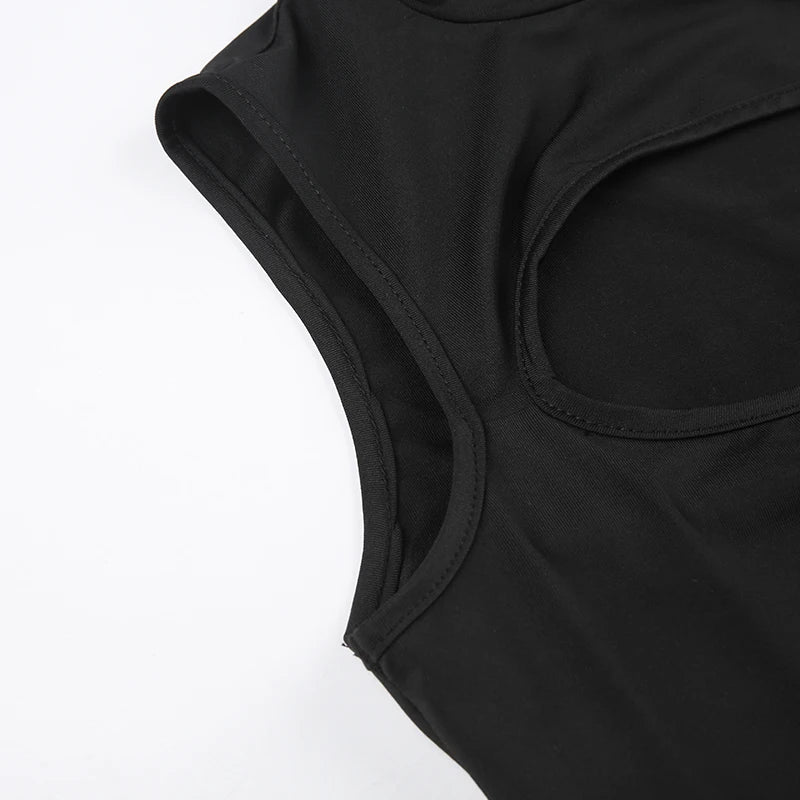 Black Hollow Out Bodysuit – Rave Clubwear, Backless, Sexy Streetwear Jumpsuit