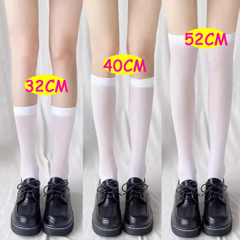 Solid Color Long Socks – Japan Style School Girls Thigh High Stockings, Lolita Kawaii Cute Knee High Socks