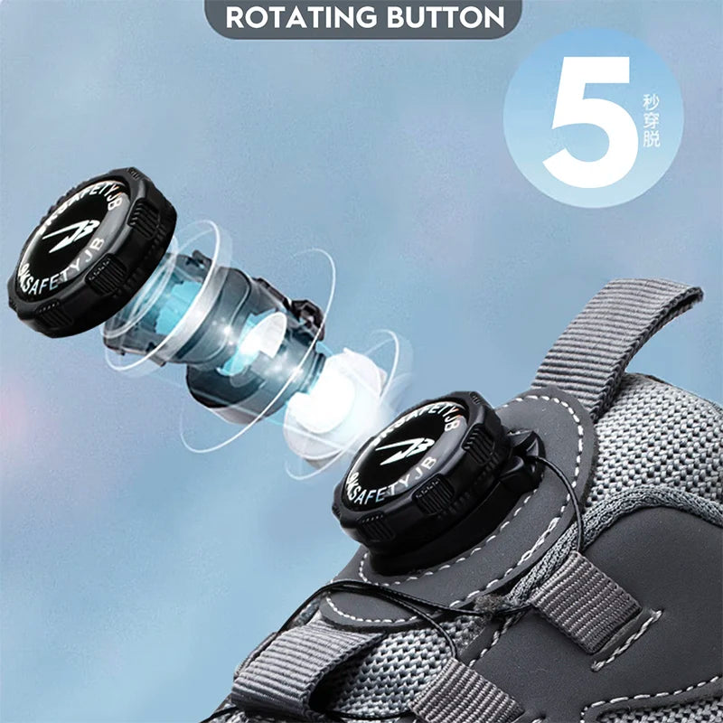 Rotating Button New Safety Shoes for Men – Anti-smash, Anti-puncture Work Shoes, Fashion Men’s Sport Shoes, Security Protective Boots